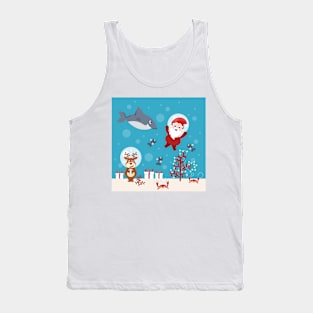 Underwater Christmas - Santa Claus diving into the ocean Tank Top